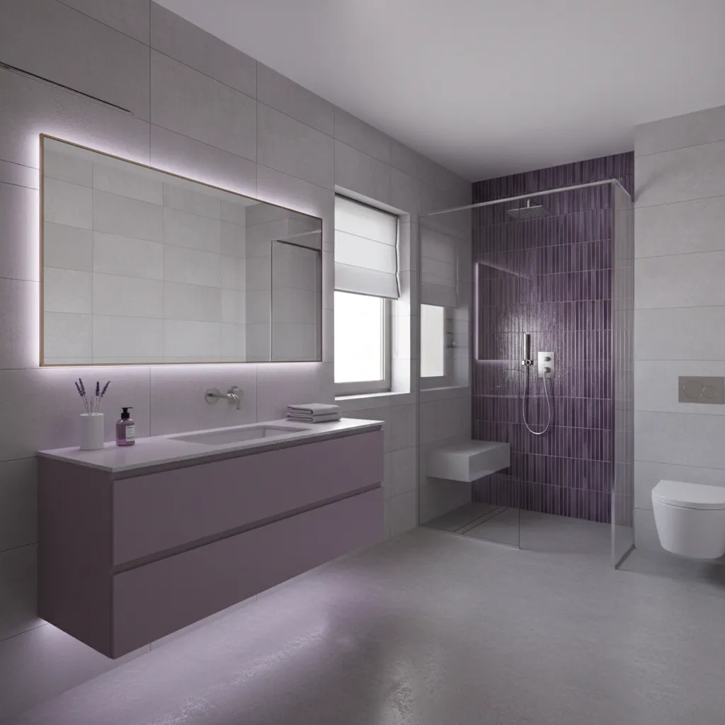How to Optimize Small Bathrooms Using Purple and Gray Color Schemes