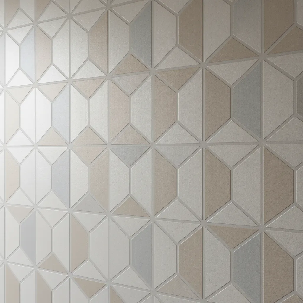 close view of embossed PVC 3D wallpaper texture on a hall wall