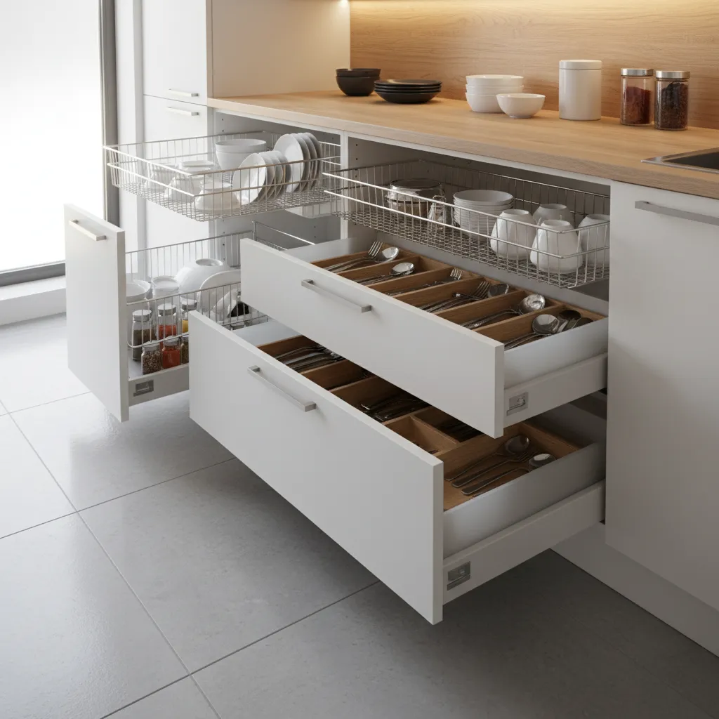 pvc kitchen cabinet pull out drawers and storage accessories