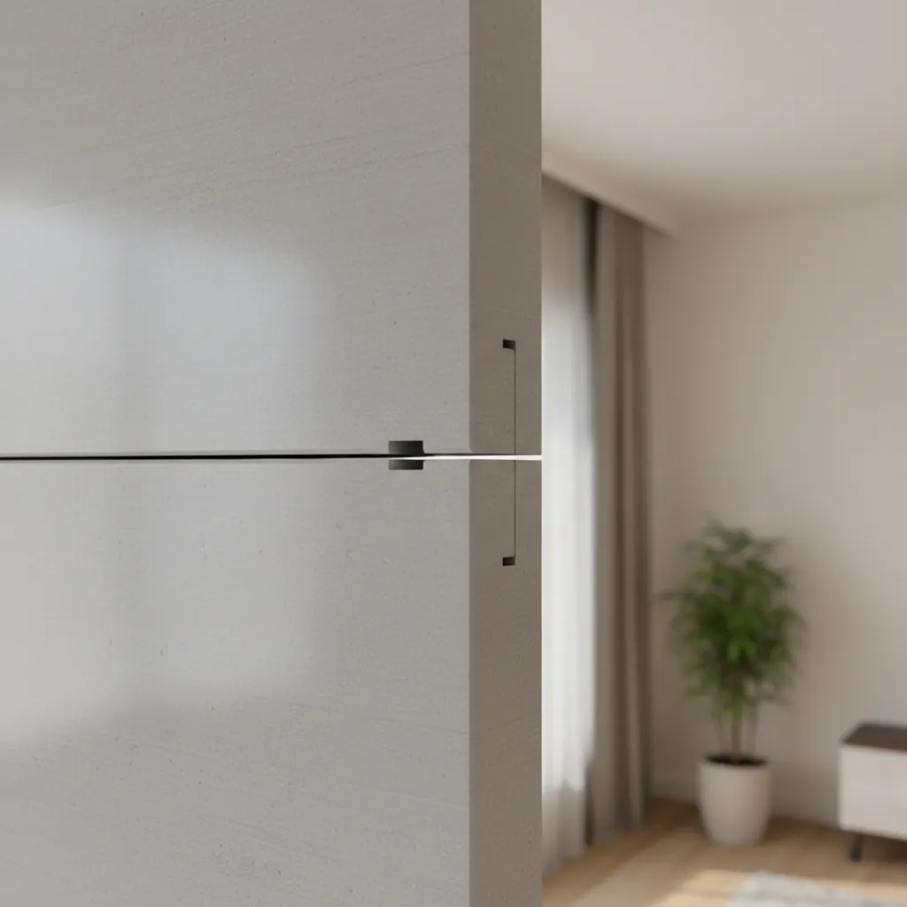 PVC wall panel joint gap showing separation between panels