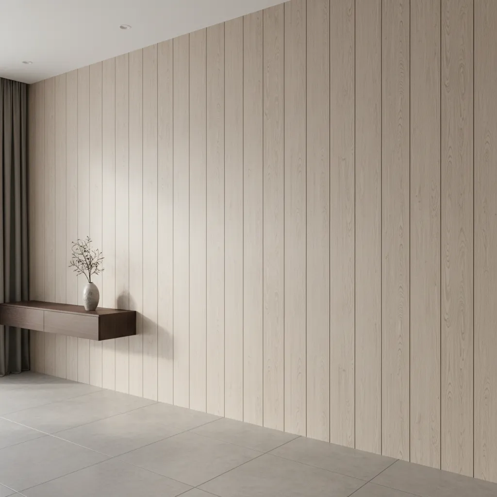Close view of installed PVC wall panels showing surface finish and alignment