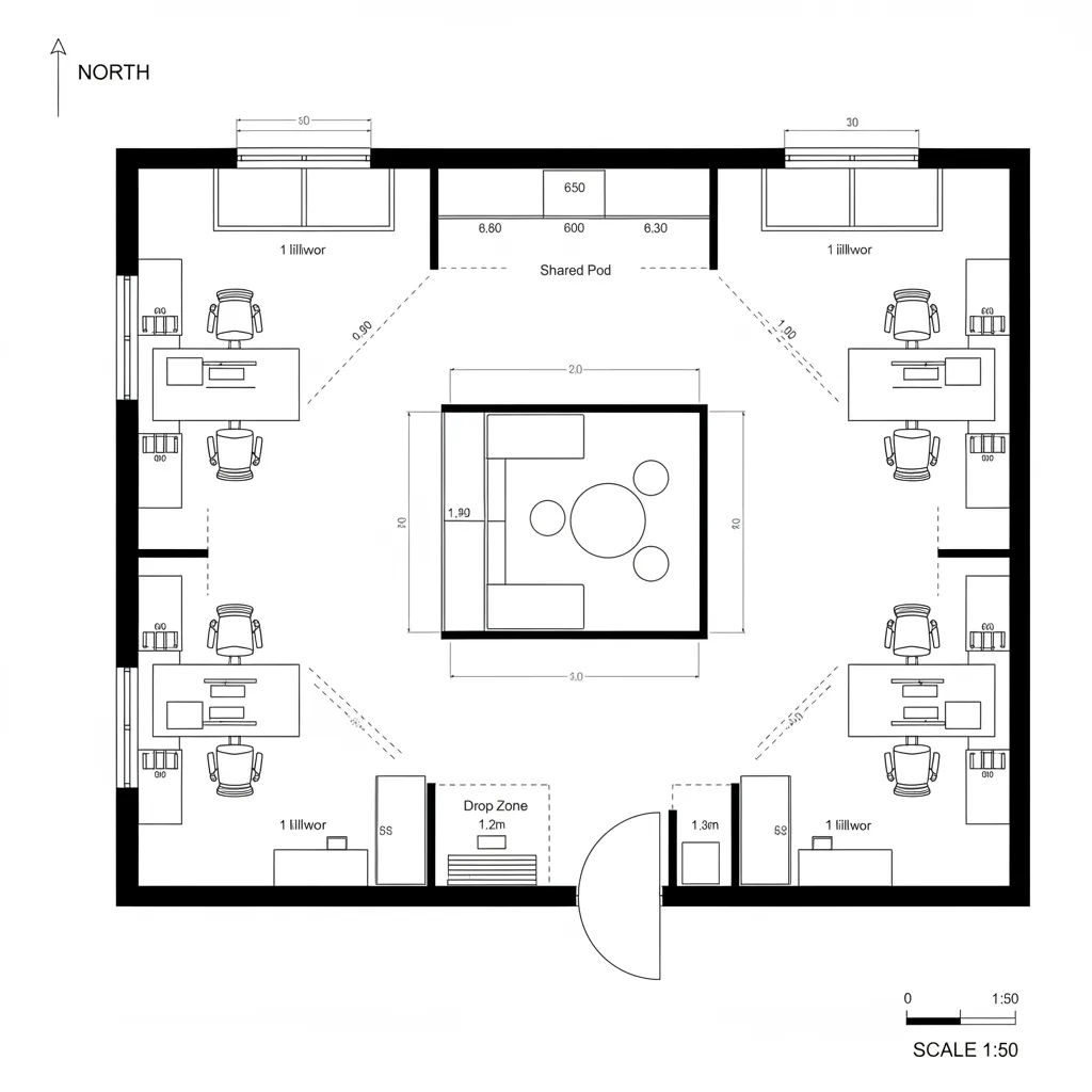 Quad Grid with Shared Core
