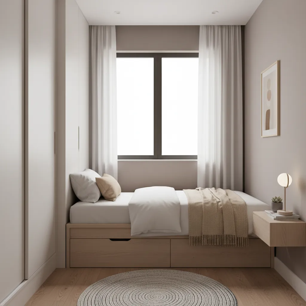 quarto pequeno funcional em casa de 48m2