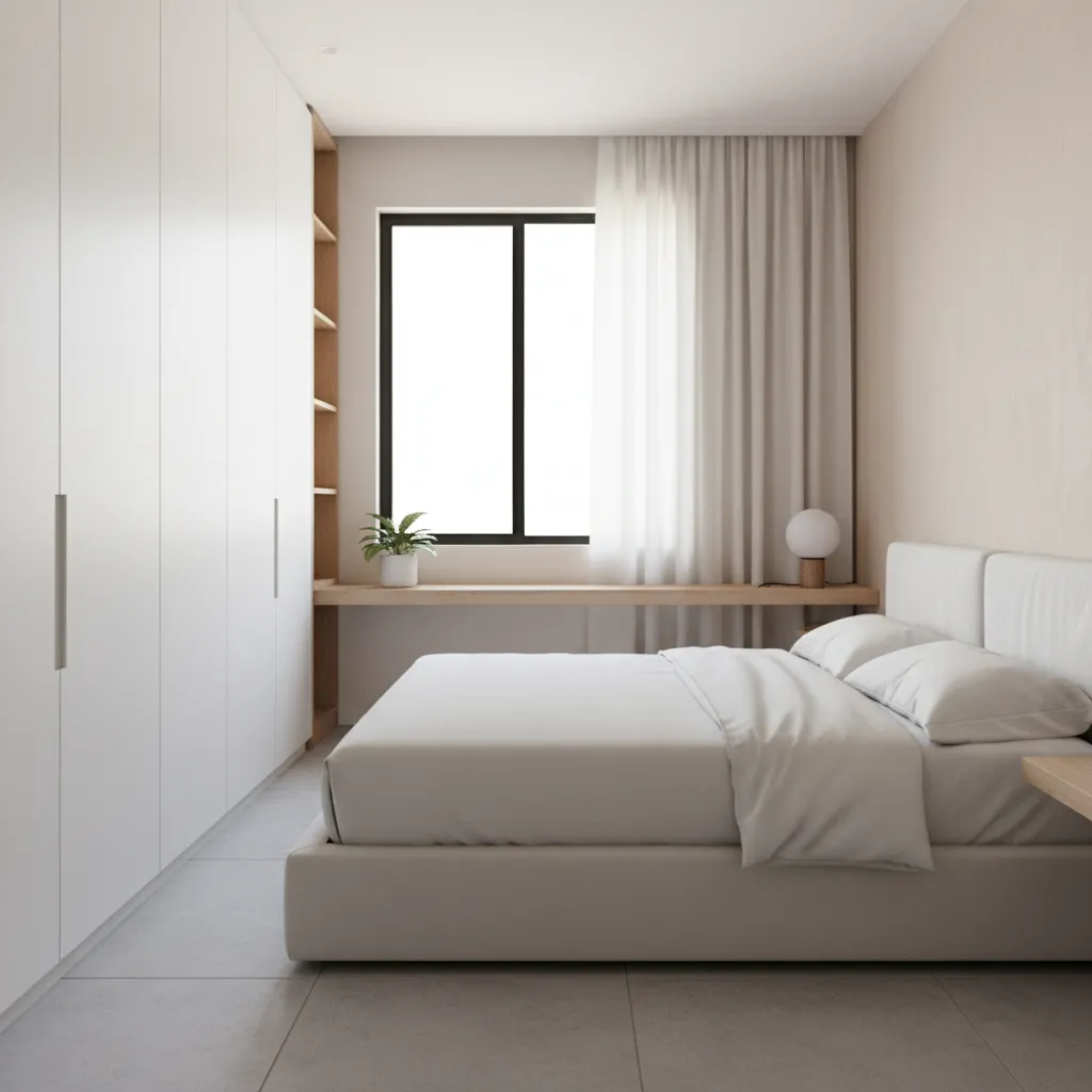 quarto pequeno otimizado em casa compacta