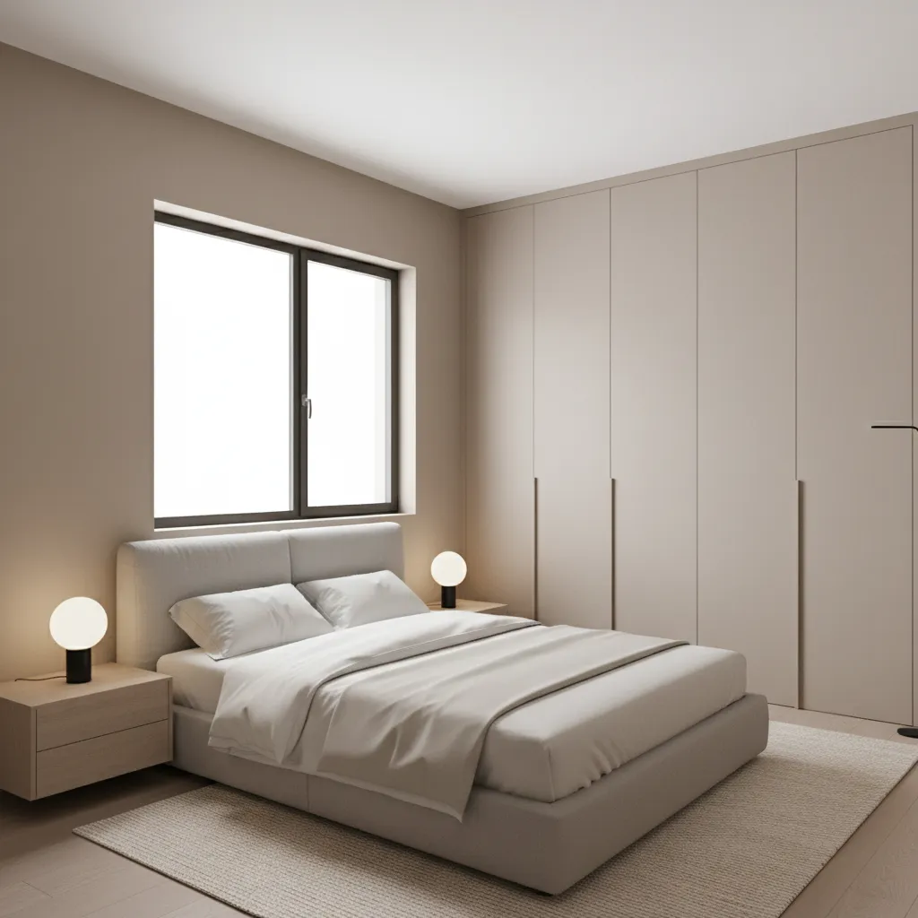 quarto compacto moderno em casa de 90 m2