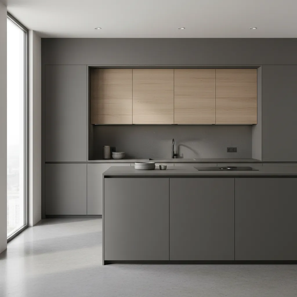black quartz composite kitchen sink in modern modular kitchen