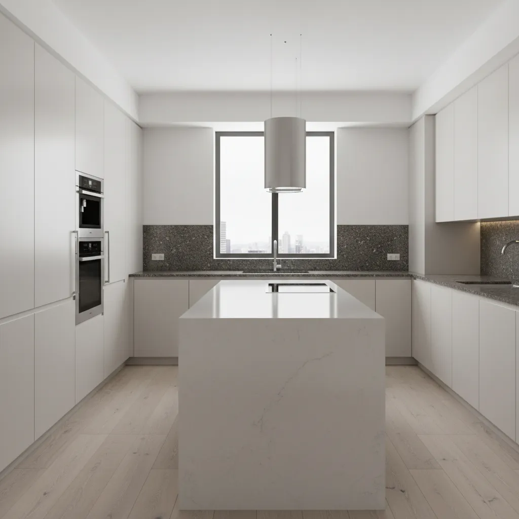 comparison of quartz and granite kitchen countertops in modern kitchen