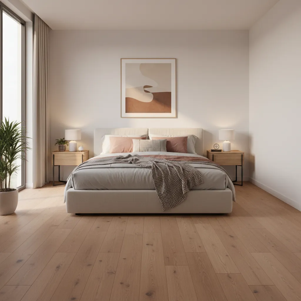 queen bed layout in 15x11 bedroom with comfortable walking space
