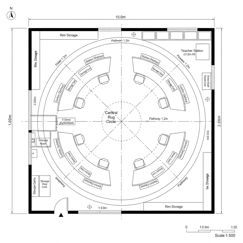 Radial Hub: Teacher at 2 o’clock, Stations Orbiting