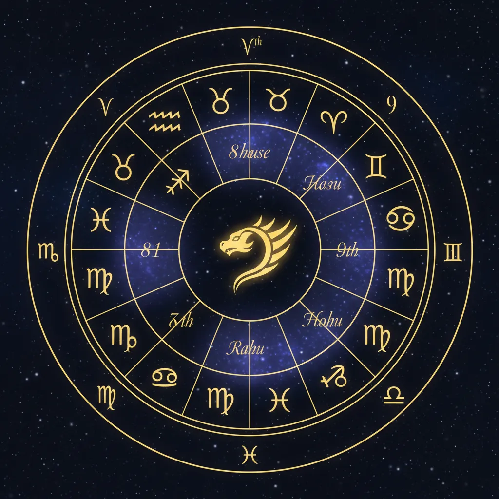 Visual comparison of Rahu placements in 7th 8th and 9th houses