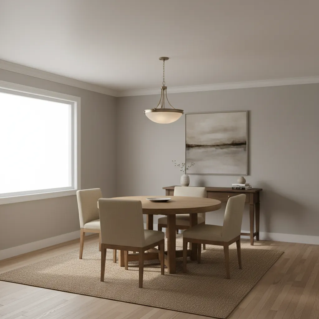 raised ranch dining room with chandelier and warm lighting