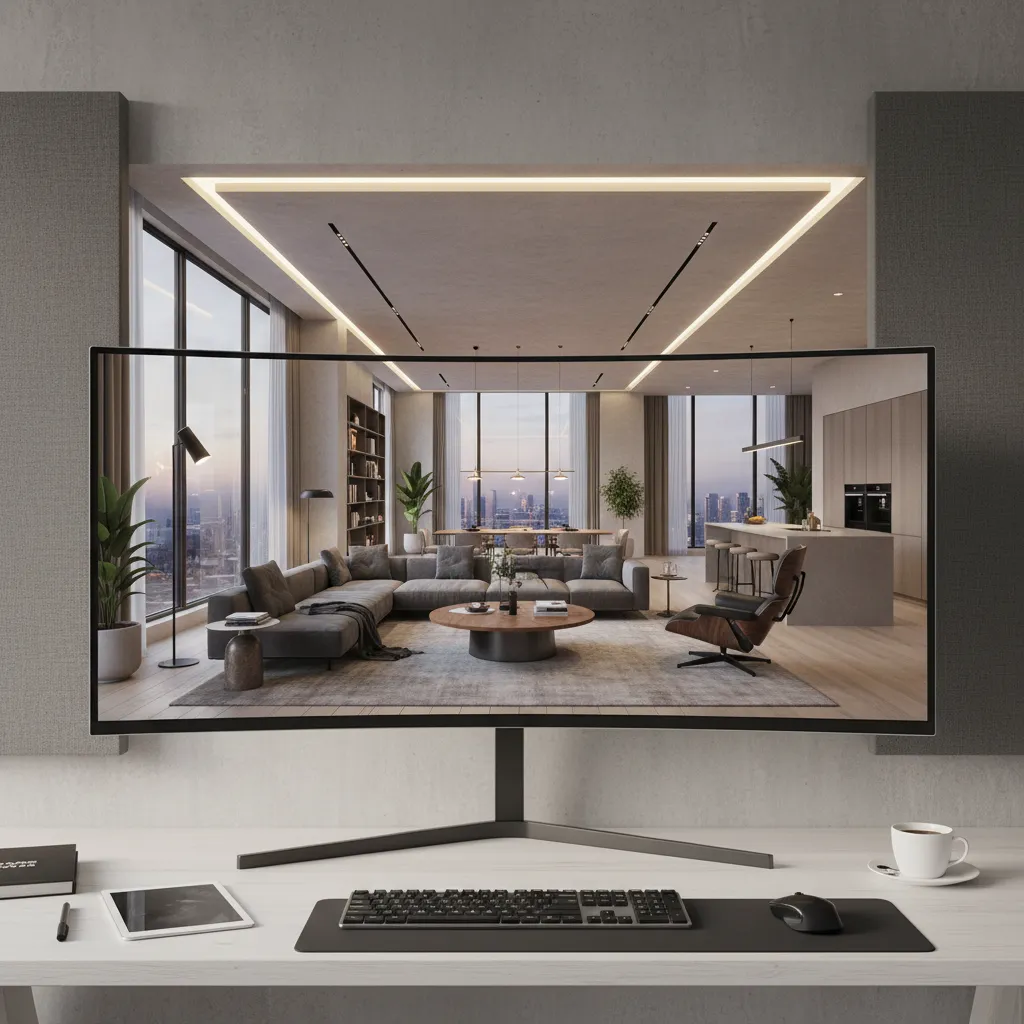 large architectural 3D scene with many assets showing heavy memory usage