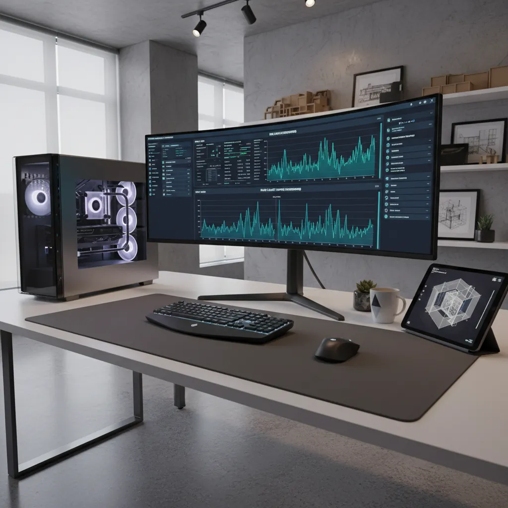 system monitor showing RAM usage spikes during rendering