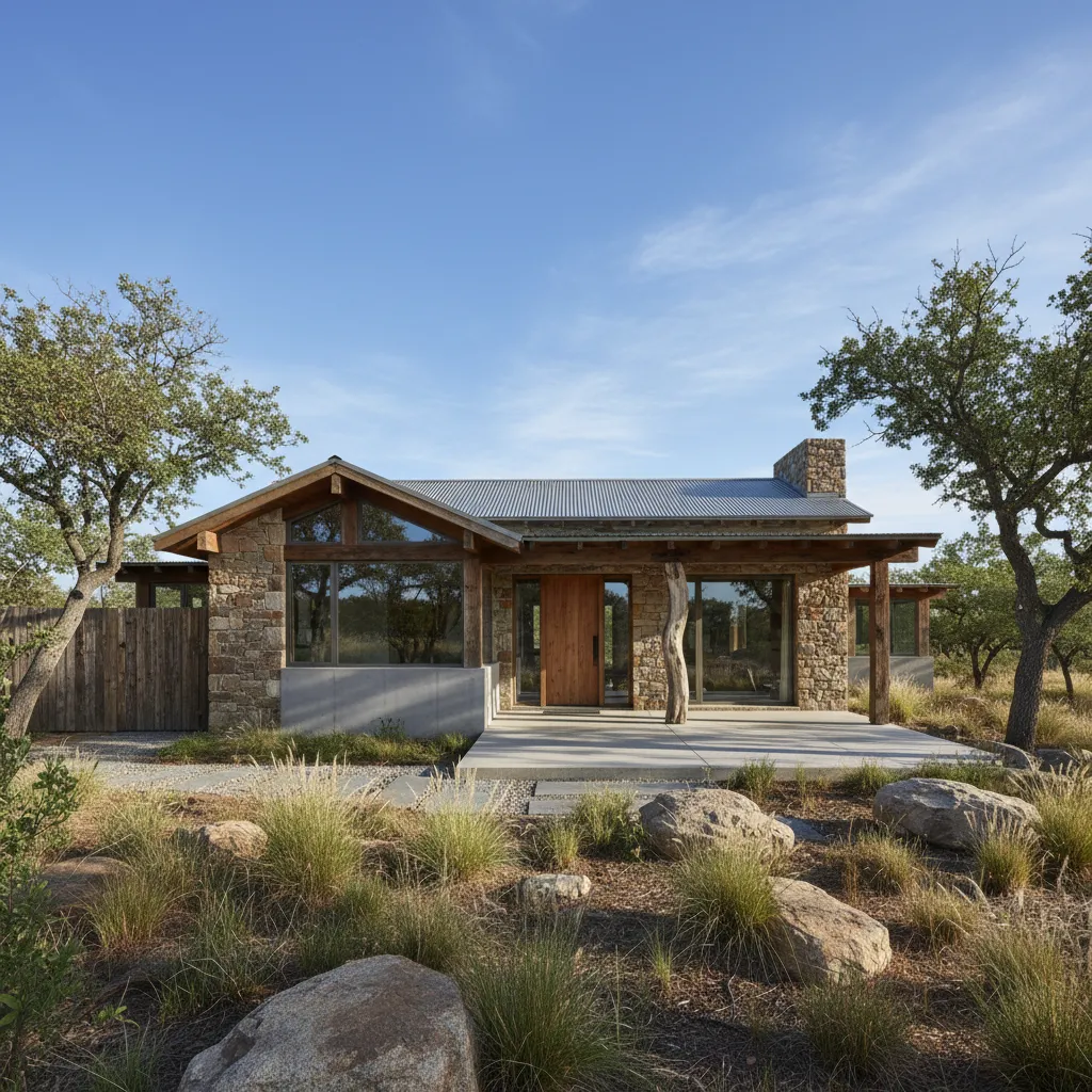 Materiales duraderos para casa rural como piedra y madera