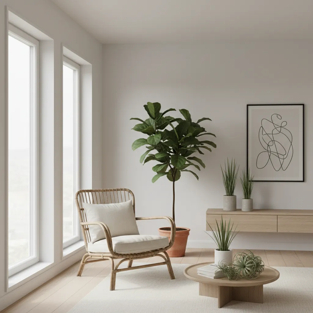 Rattan lounge chair used indoors in a bright living room
