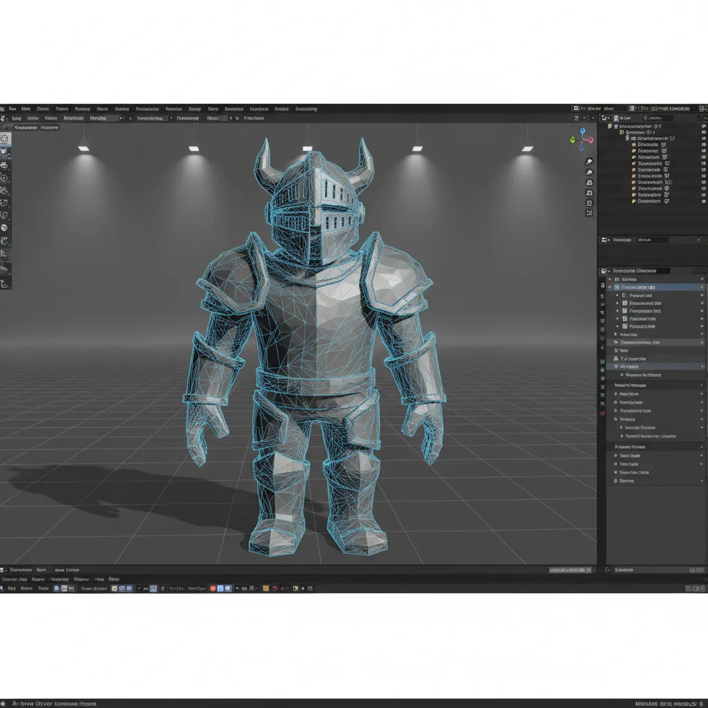Raw PSP game model imported into Blender showing broken normals and messy topology