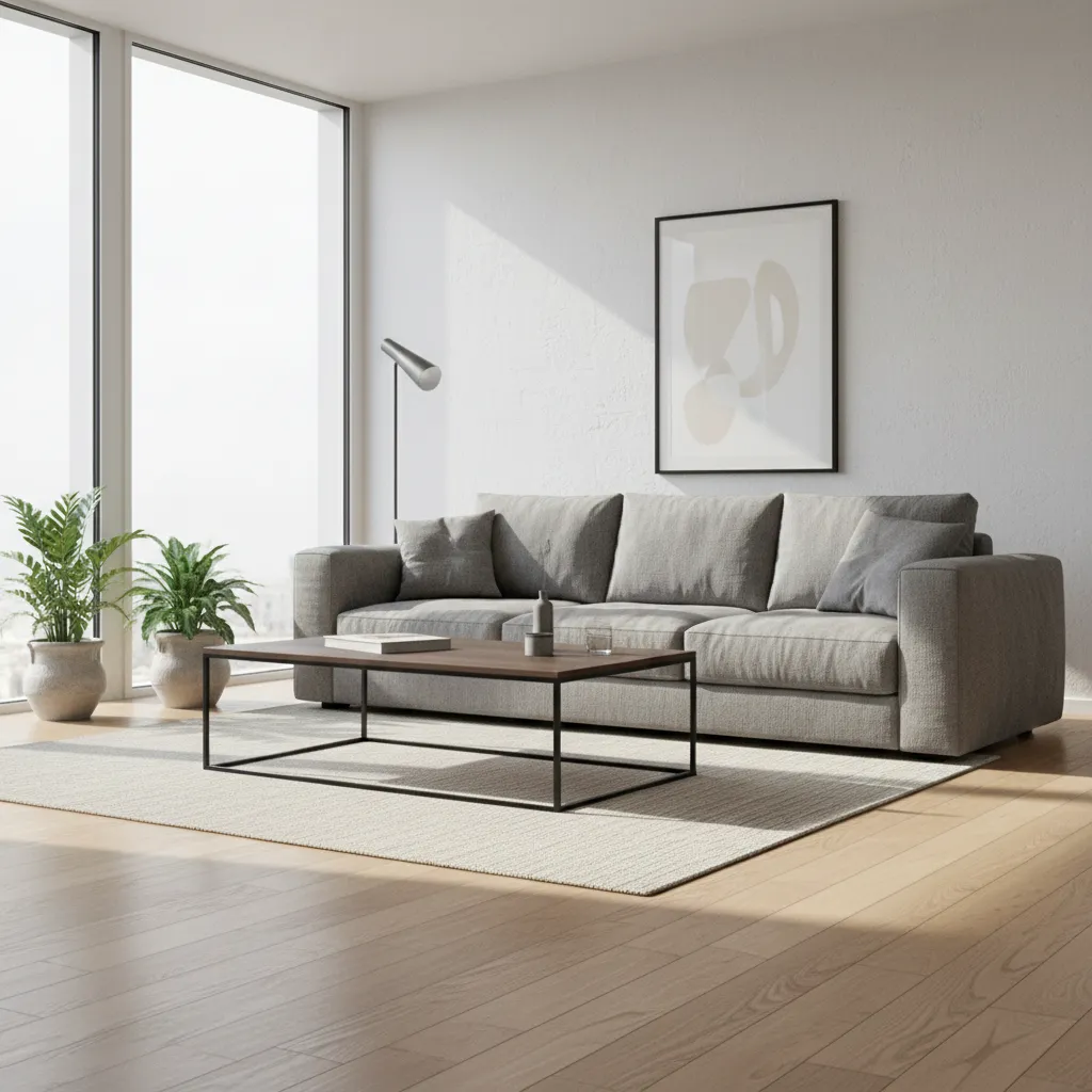 interior scene with furniture casting soft ray traced shadows on floor