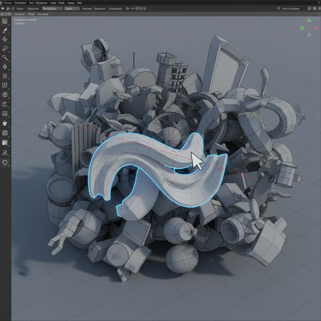 Cursor selecting a single object using raycast click selection in 3D modeling