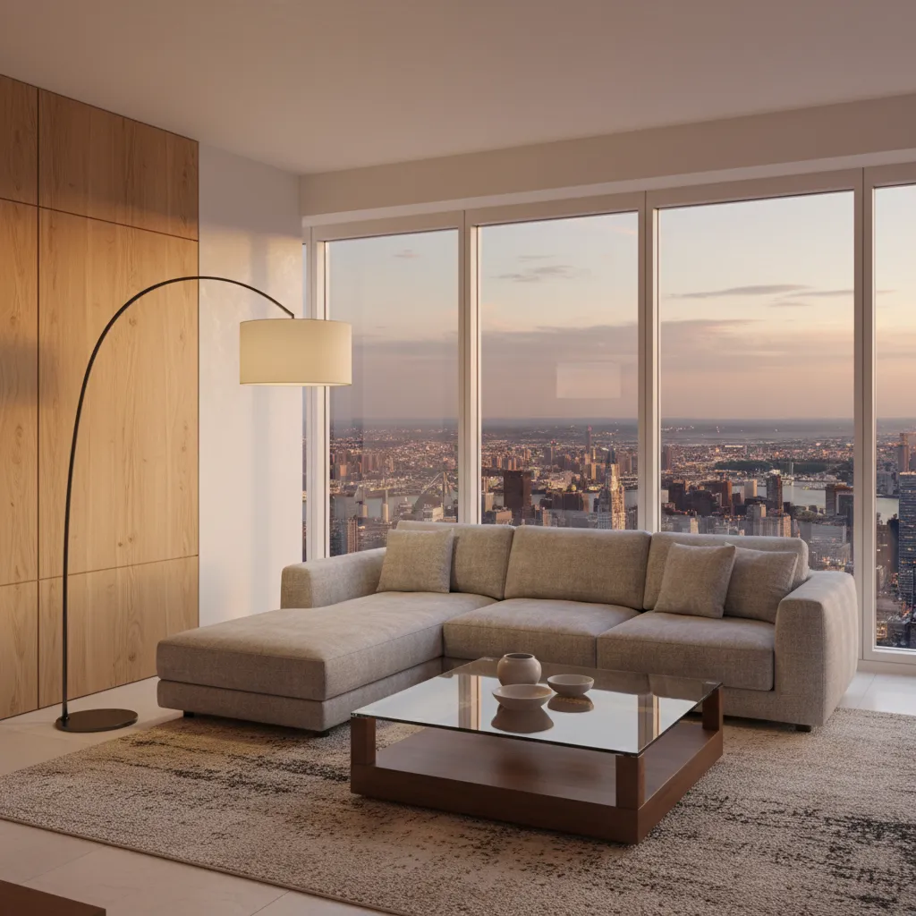 real estate marketing render of modern living room interior