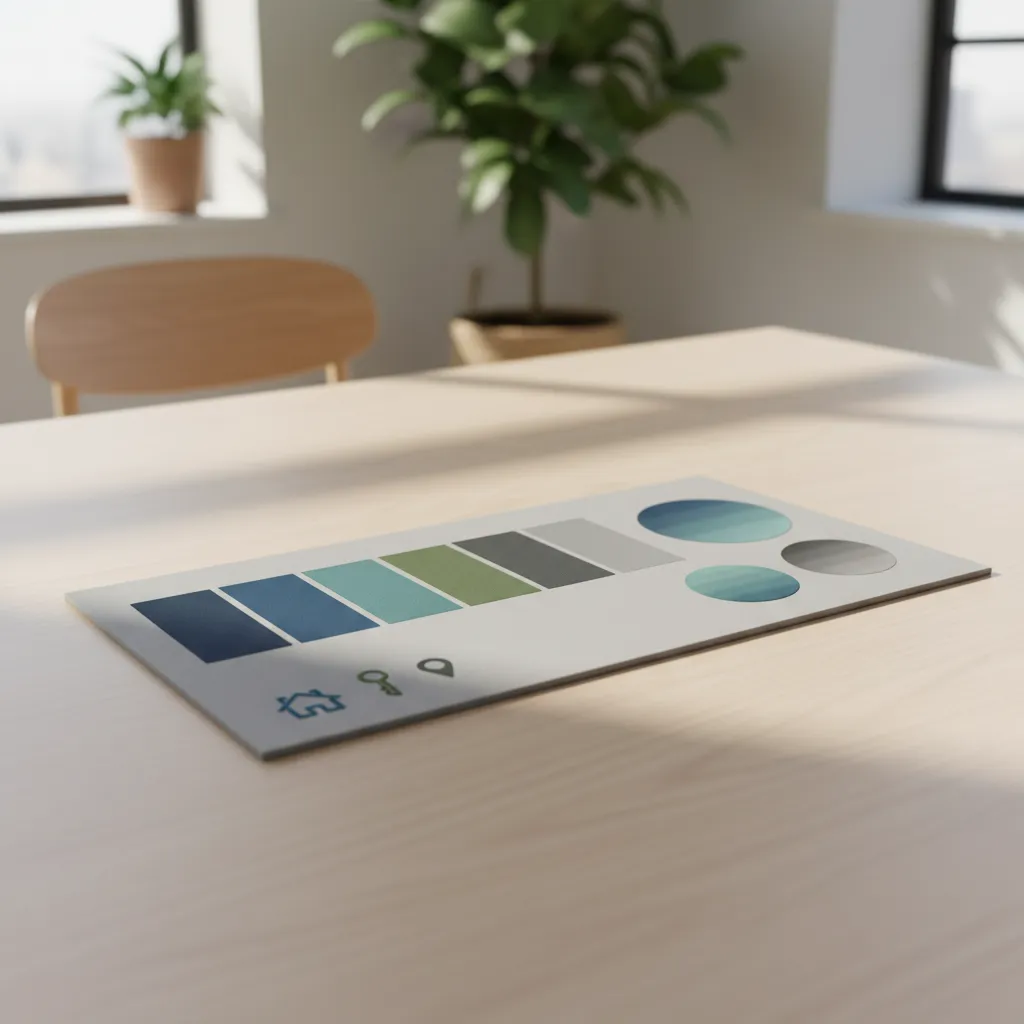 paleta de colores para marca inmobiliaria con tonos azules y verdes