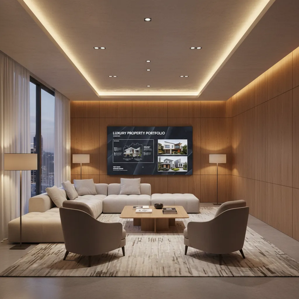 Stylish client meeting room in a real estate brokerage office
