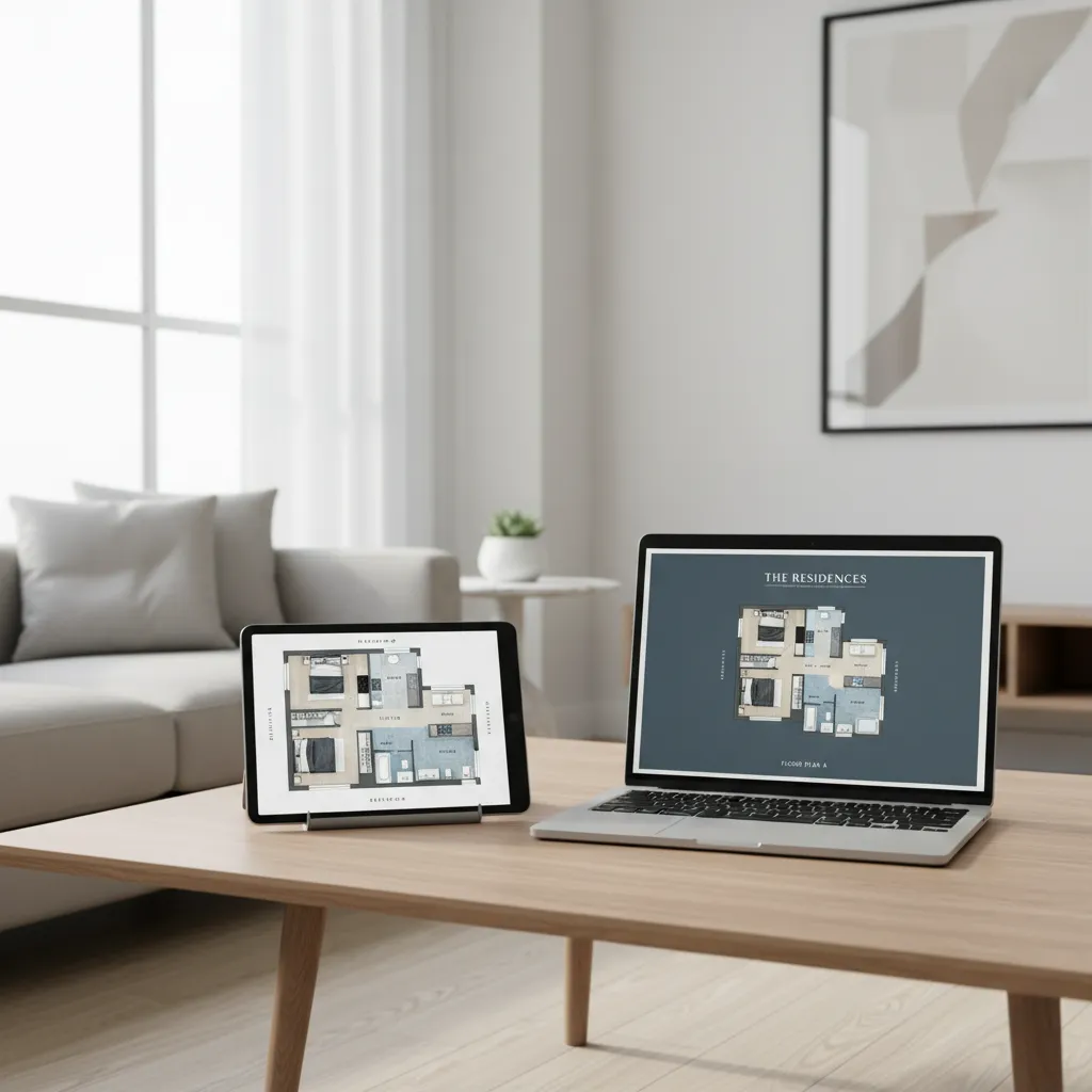 Real estate marketing presentation showing property floor plan screenshot