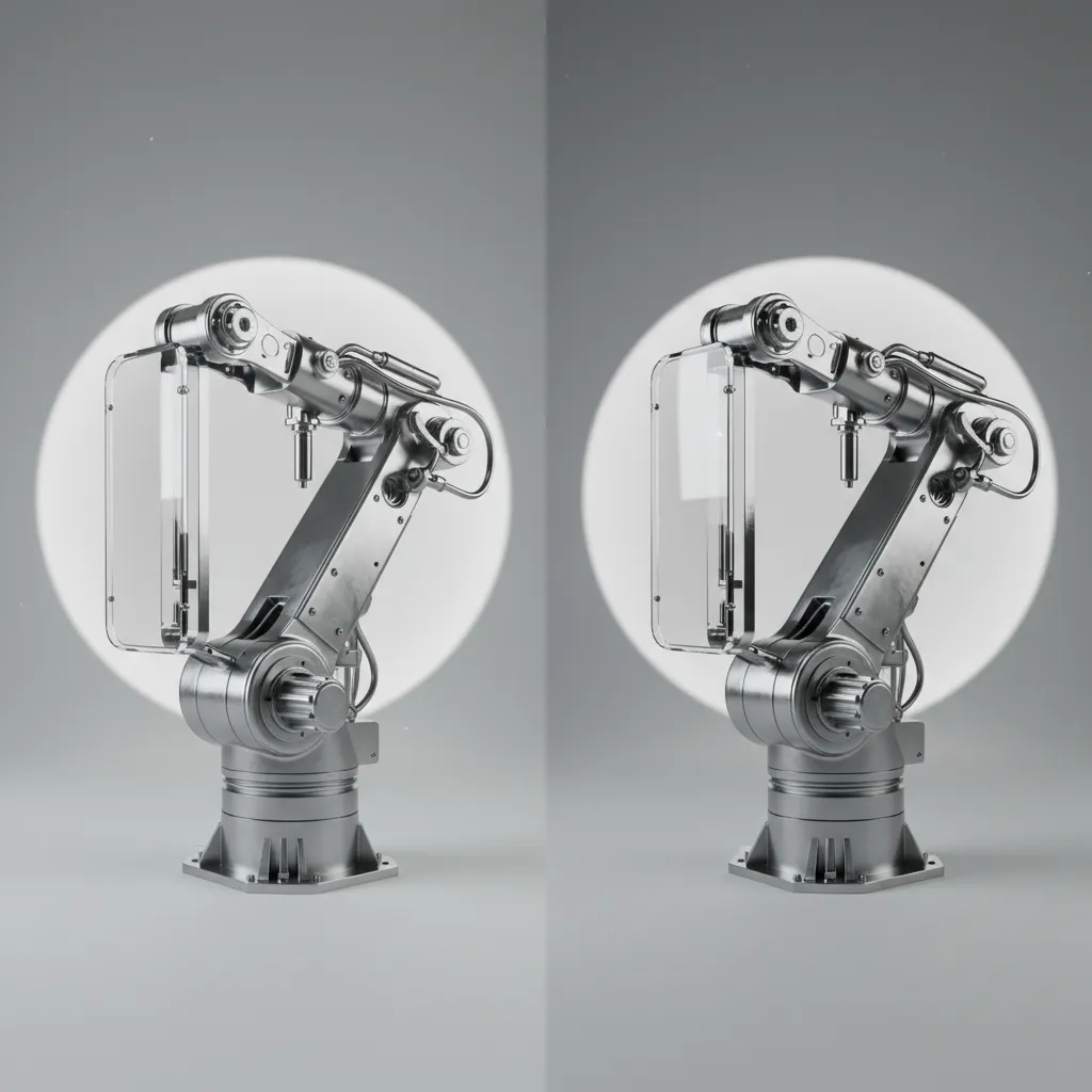 Comparison between real time rendering and photoreal offline rendering of the same model