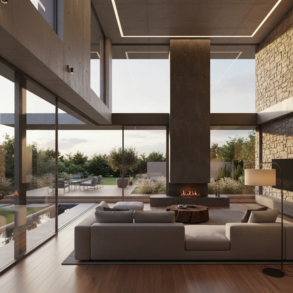 Render realista de una casa moderna generado por software de diseño