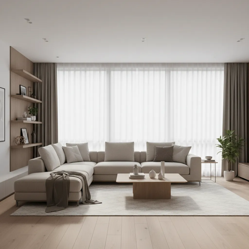 Photorealistic 3D rendering of modern living room created with home design software