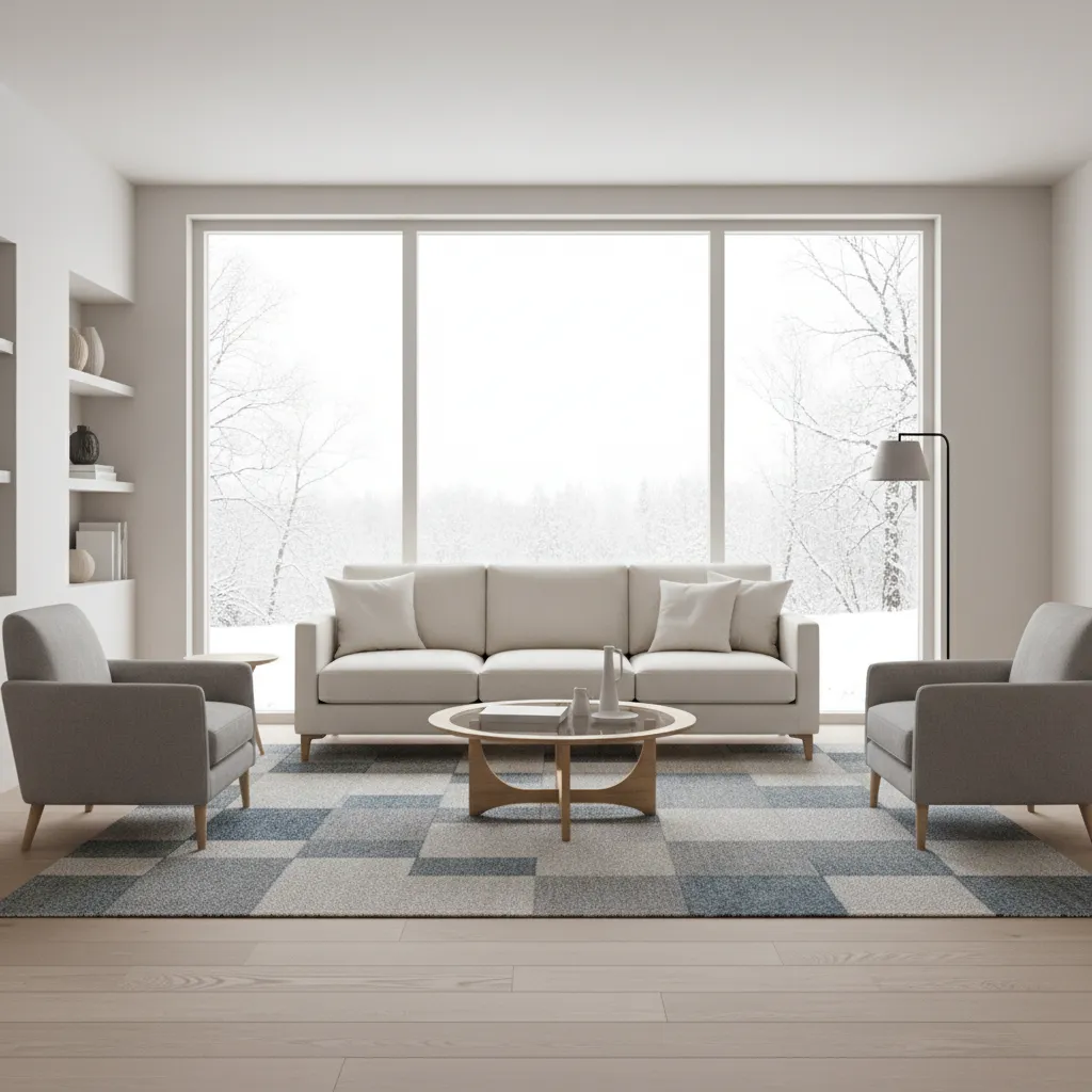 Realistic 3D rendered living room layout used for interior planning