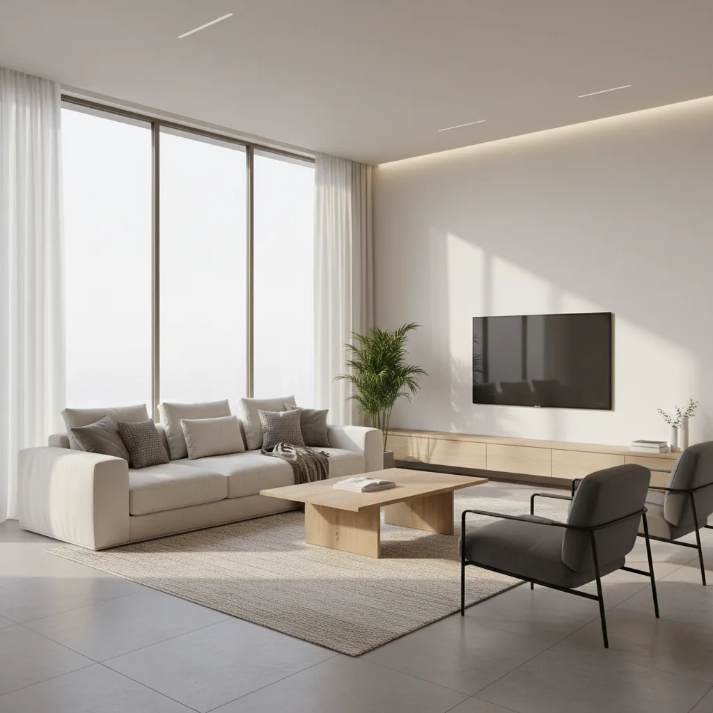 Photorealistic living room render created with interior design software