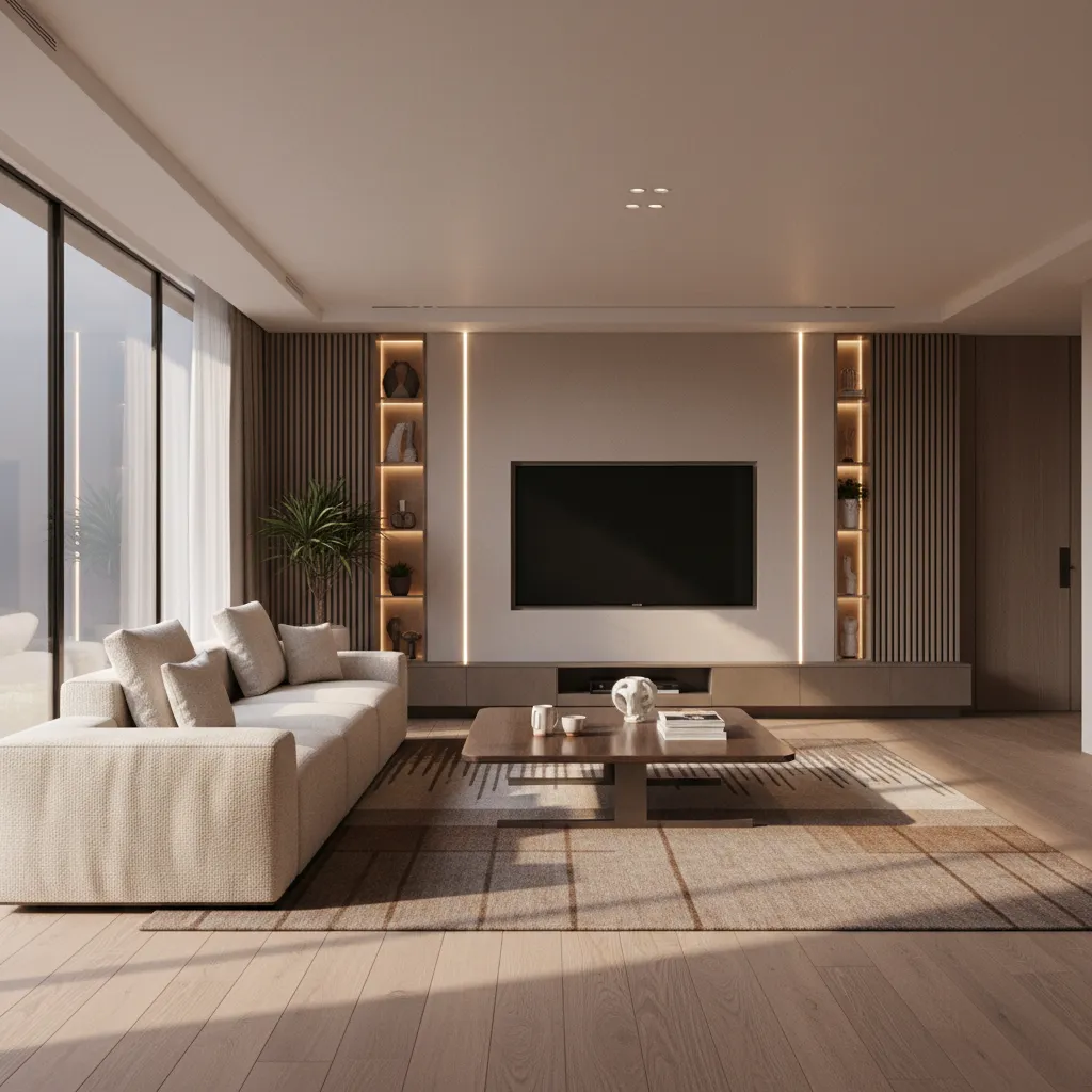 Mô phỏng nội thất 3D chân thực của phòng khách hiện đại