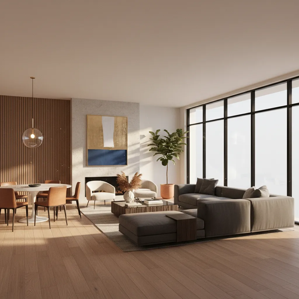 Render realista de una vivienda mostrando iluminación y materiales finales