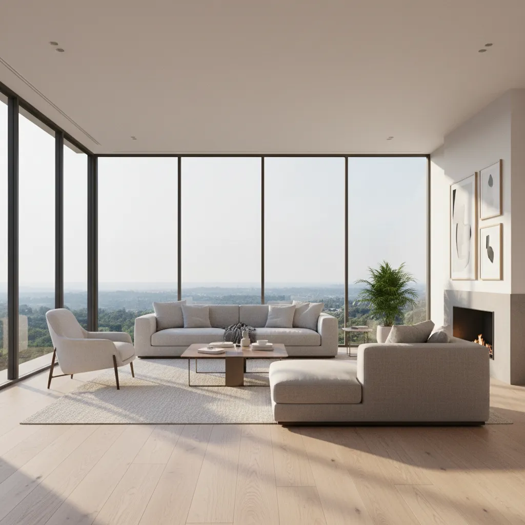 photorealistic interior render highlighting natural lighting and materials