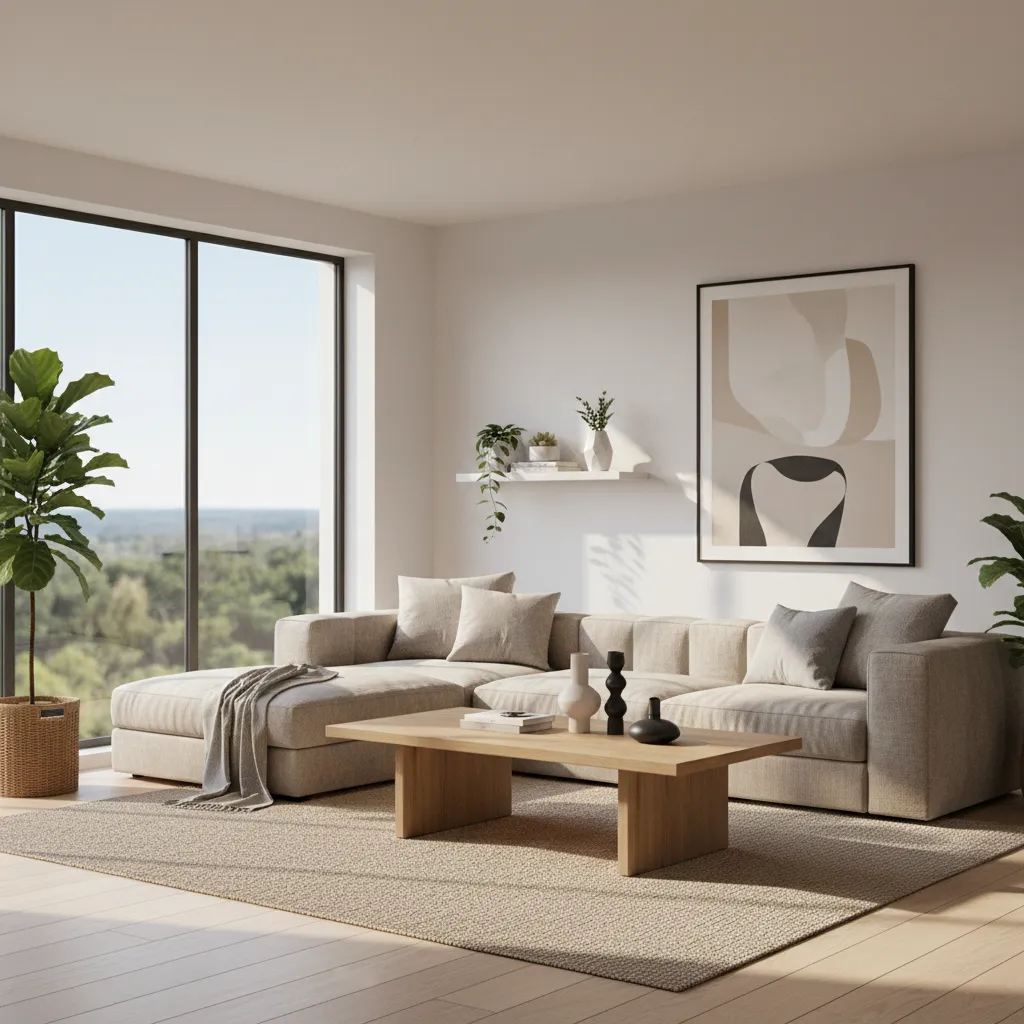 Render realista de un salón generado con software de diseño de interiores