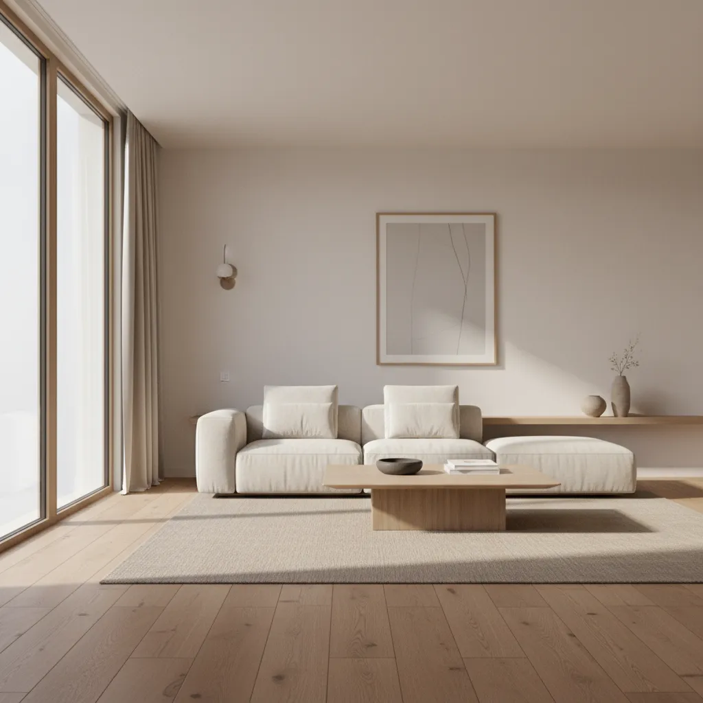 living room mockup showing realistic shadows and lighting adjustments