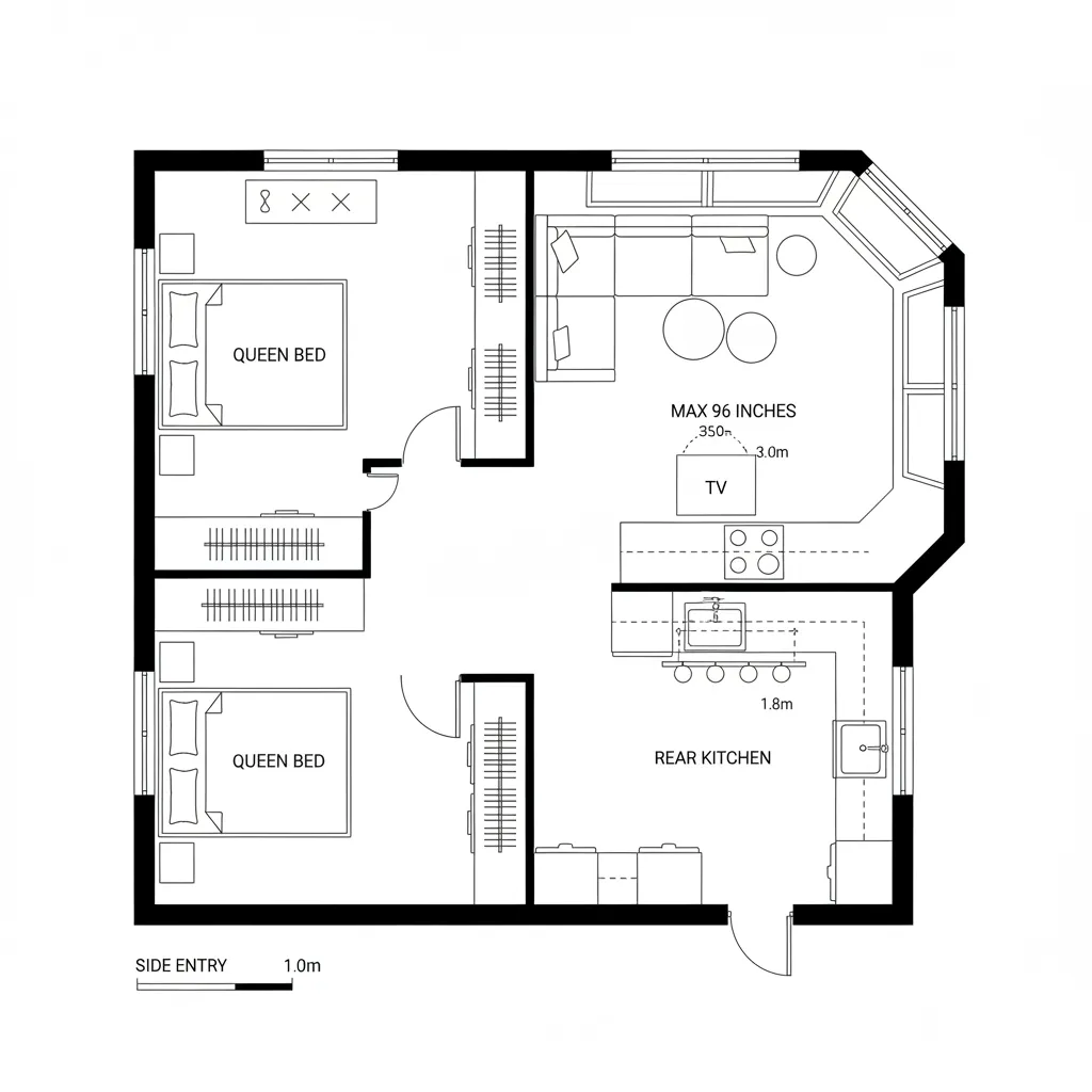 Rear Kitchen + Corner Lounge