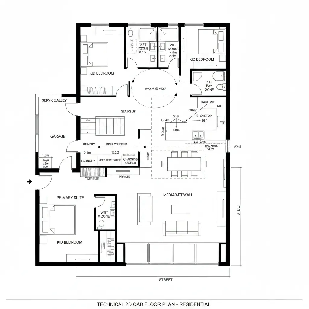 Rear Service Alley + Front Social Gallery