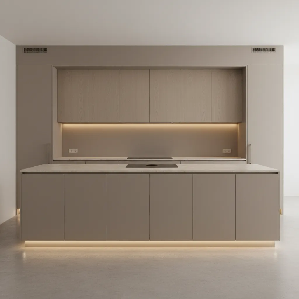 Modern kitchen cabinets with recessed shadow line toe kick