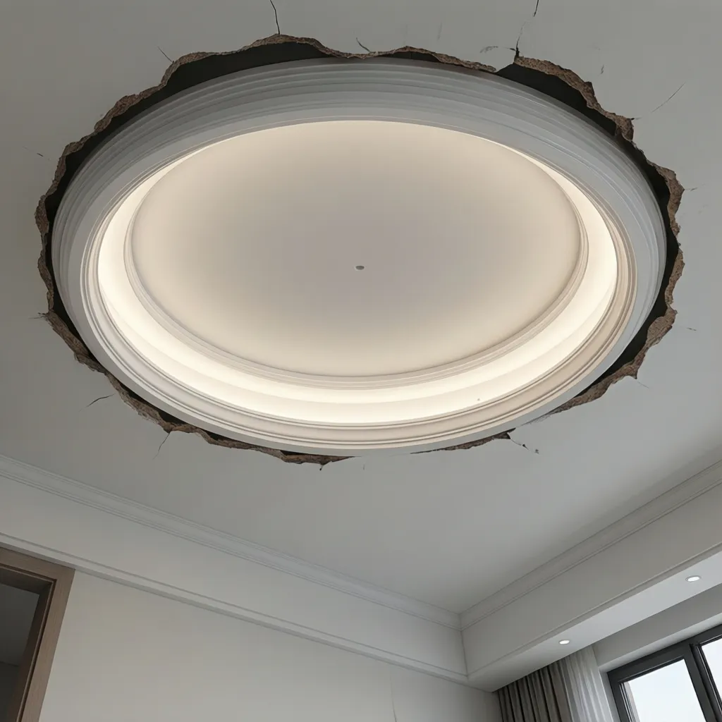 goof ring installed around recessed light covering oversized hole