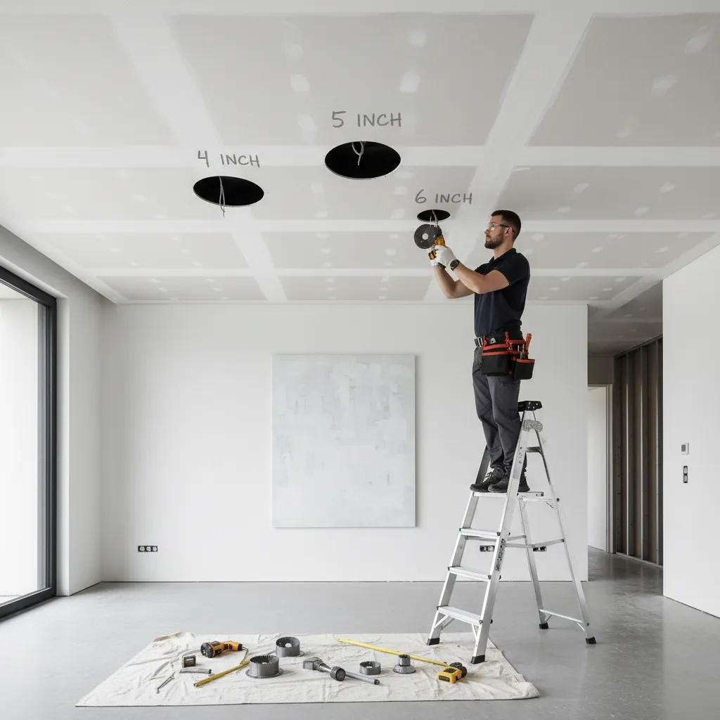 Hole Saw Size Comparison for 4-Inch, 5-Inch, and 6-Inch Recessed Lights: Understand the real ceiling cutout sizes behind common recessed light diameters before choosing a hole saw.