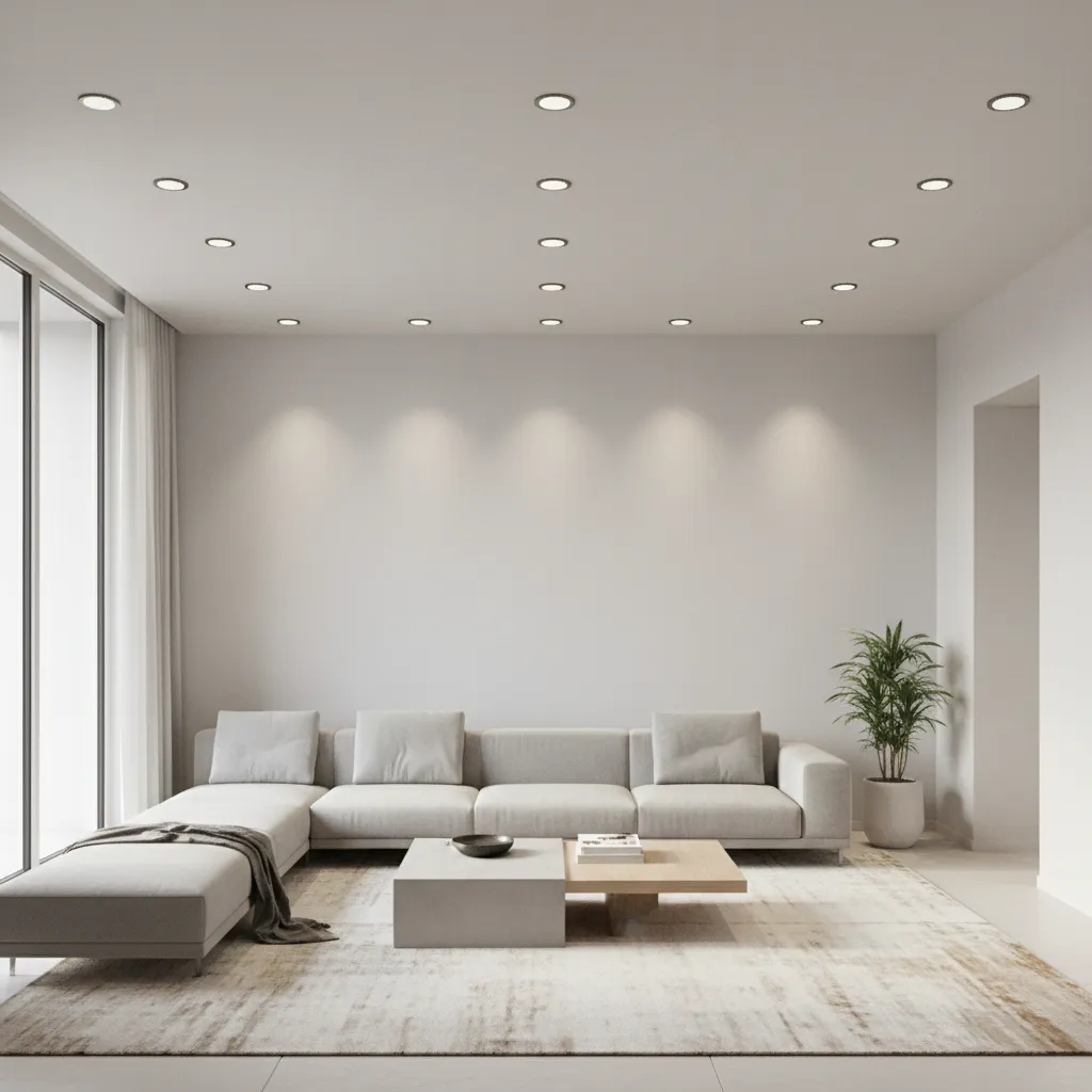 Ceiling plan showing recessed lighting placed along walls for wall washing