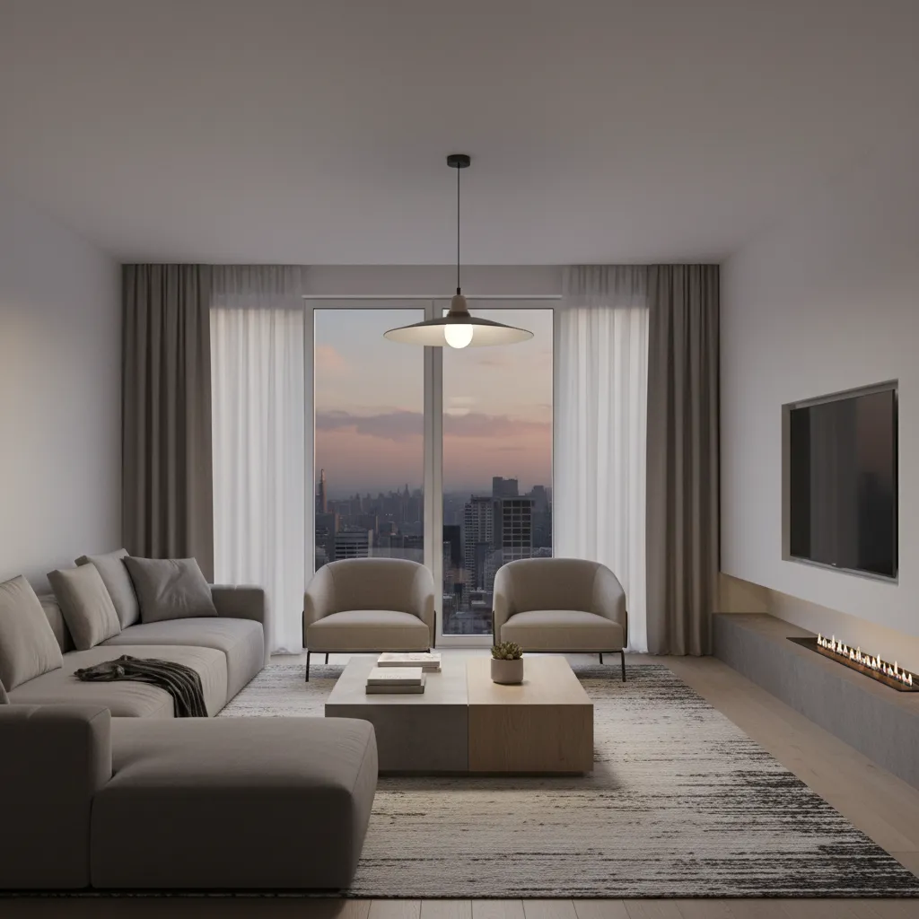 modern rechargeable LED bulb lighting a living room