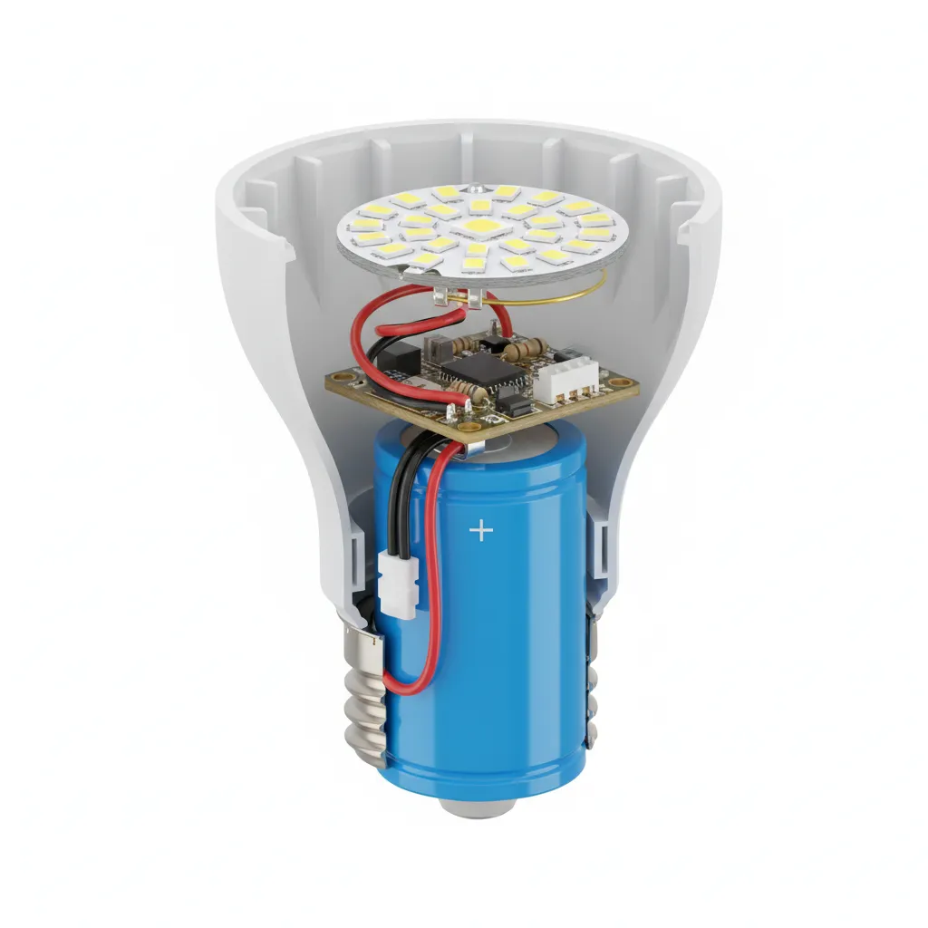 Internal layout of rechargeable LED bulb components