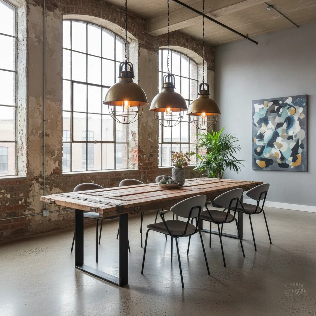 Mesa de comedor creada a partir de una puerta antigua