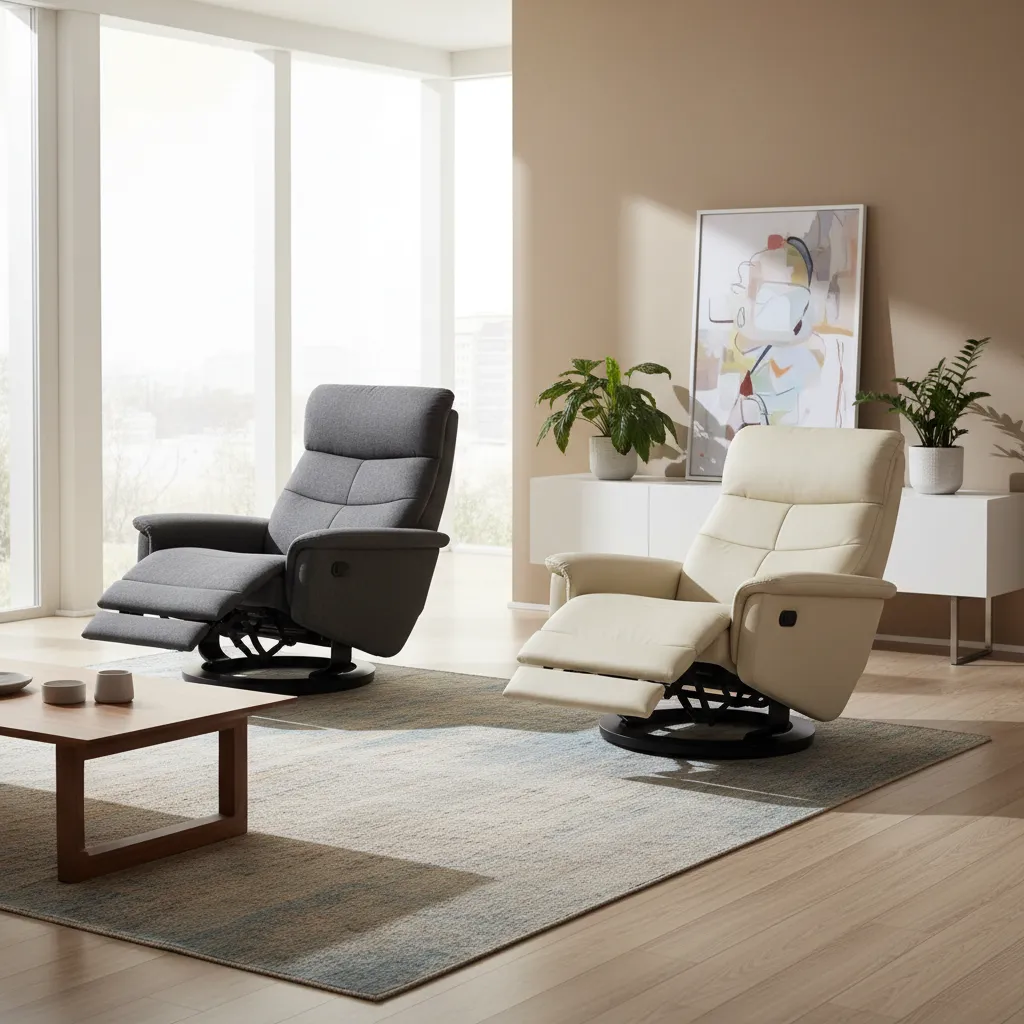 comparison view of two reclining chairs at different angles showing comfort positioning