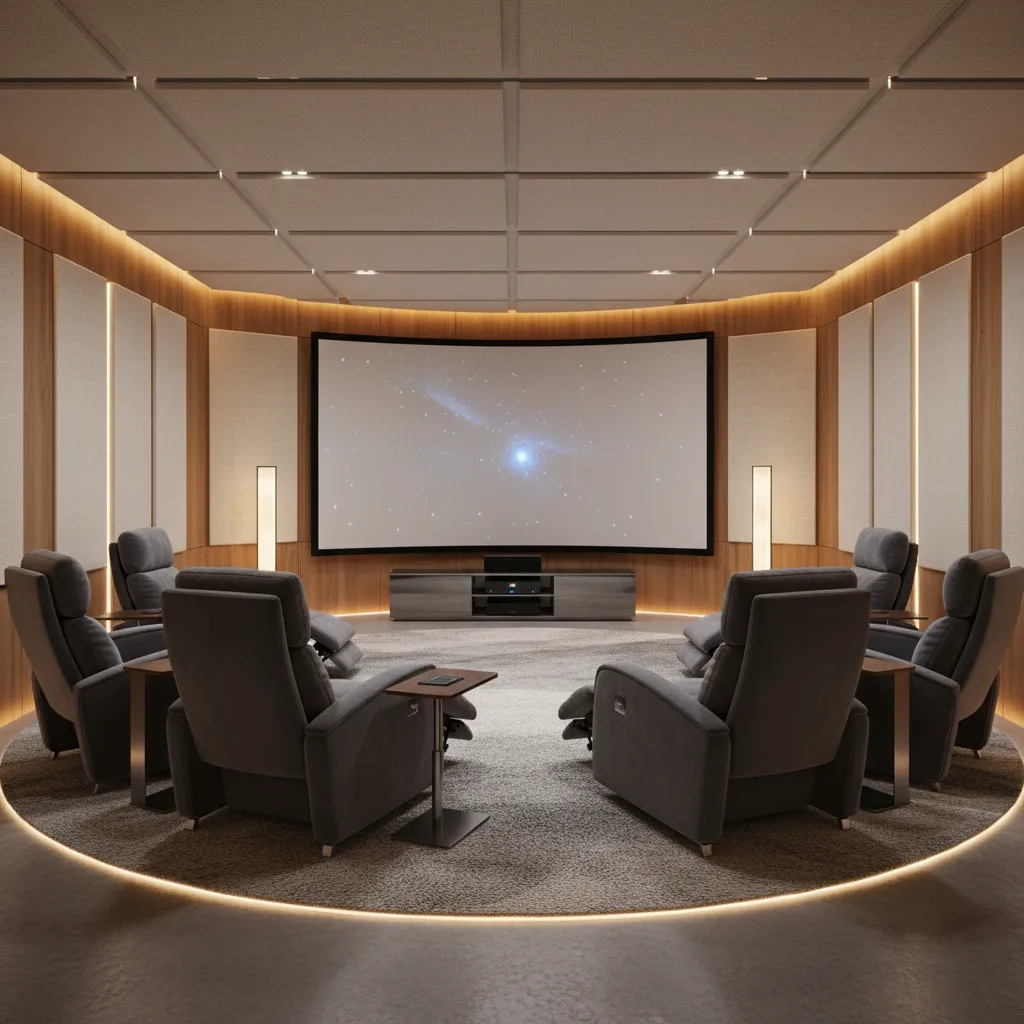 Comfortable recliner seating in a modern media room