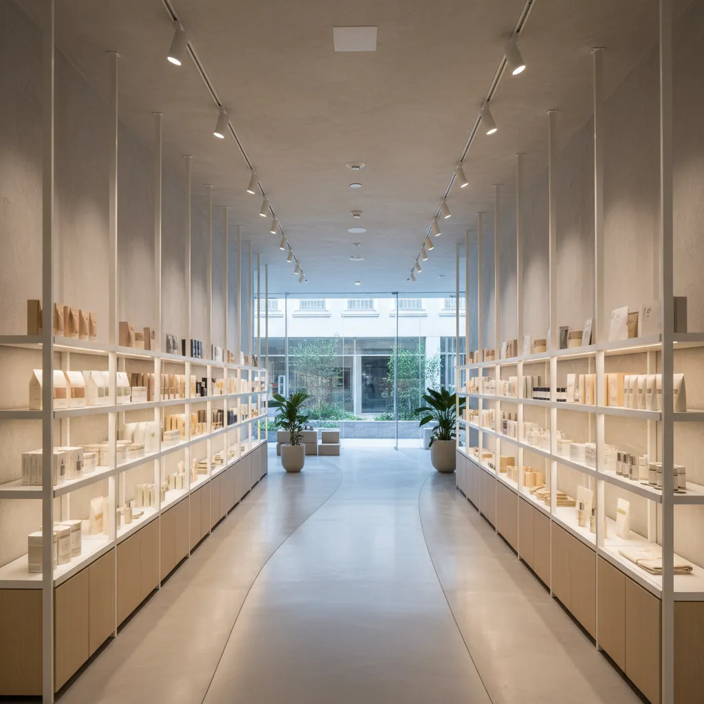 Diseño interior de tienda con recorrido claro para clientes
