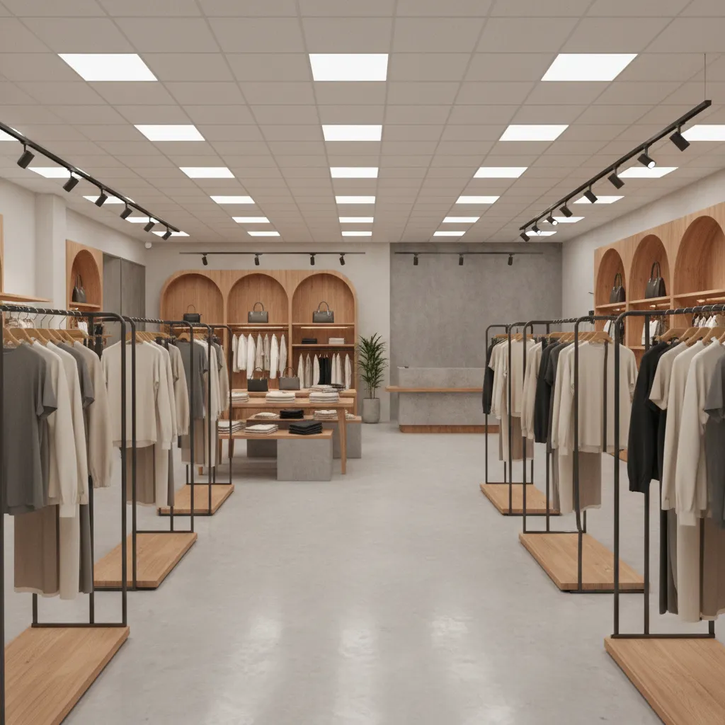 Recorrido del cliente dentro de una tienda de ropa con zonas de exposición claras