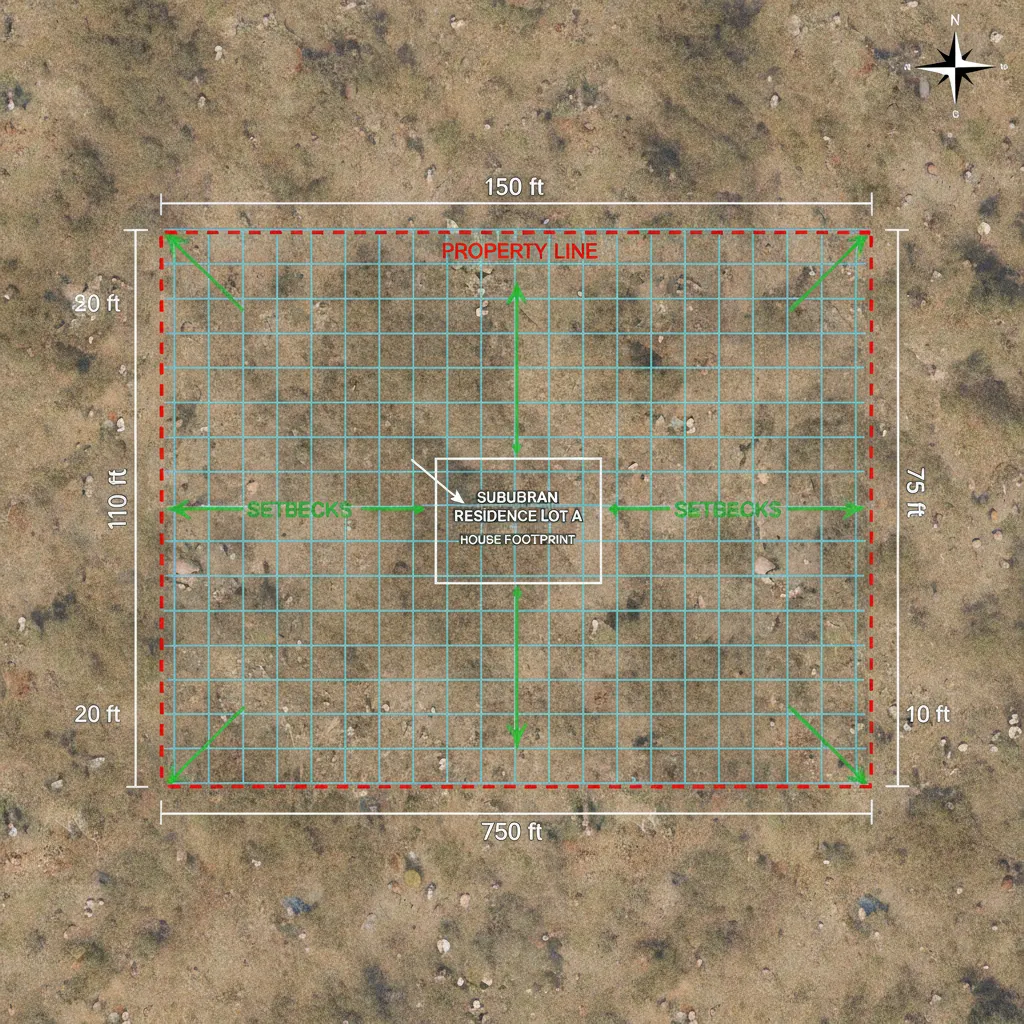 Rectangular land plot diagram illustrating acre to square feet measurement